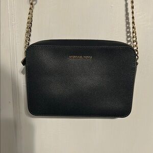 Michael Kors Navy and Gold Crossbody Bag with Chain Strap